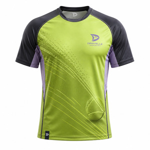 เสื้อแพเดลสีเขียวส้มแบบปรับแต่งได้สำหรับผู้ชาย ทรงเข้ารูป สวมใส่สบาย เหมาะสำหรับการแข่งขันเทนนิส แบดมินตัน แพเดล และเป็นชุดทีม - Product Image 2