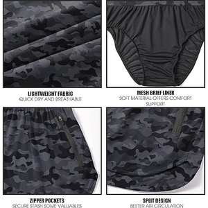 Short de sport pour hommes avec empiècements respirants et côtés ouverts pour une sensation douce et une grande liberté de mouvement des jambes, idéal pour la course et l'entraînement physique. - Product Image 5