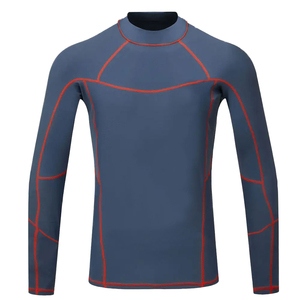 Custom <b>Men</b> Long Sleeve Rash Guard Swim <b>Shirt</b> Crew Neck Black White Color Block <b>Compression</b> Top - Product Image 3