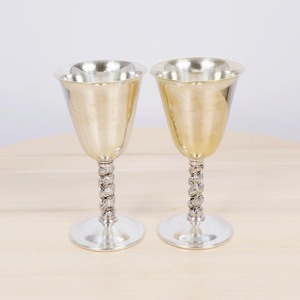 Handmade Long Stem Wine <b>Glass</b> For Wedding Occasion 2 Pieces Vintage Stainless Steel <b>Goblets</b> Bell Shape - Product Image 2