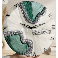 Jam Dinding Analog Resin Kuarsa Modern dengan Angka Romawi, Dekoratif untuk Ruang Tamu, Buatan Tangan