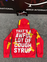 Hoodie Zipper Pria Motif Cetak Musim Gugur Dingin, Bahan Tebal, Desain Kustom,  Hoodie 'That's Awful Lot of Cough Syrup' Grosir