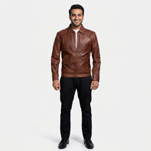 Wholesale OEM <b>Men's</b> Genuine Leather Streetwear <b>Jacket</b> with <b>Sherpa</b> Lining and Fur Trim Breathable Winter Design - Product Image 4