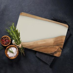 Resin Epoxy Wave Rectangle Non-Toxic Easy to Clean Dishwasher <b>Safe</b> 1.3cm Thick Chopping Block with Resin <b>Knife</b> Handle - Product Image 5