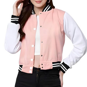 เสื้อแจ็คเก็ตเลตเตอร์แมนผู้หญิง ติดกระดุมแป๊ก คอปกและปลายแขนเสื้อแบบริบ ดีไซน์ทันสมัย สไตล์ลำลอง สตรีทแวร์ - Product Image 1