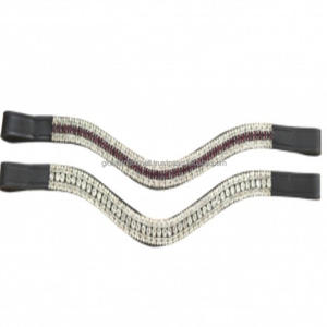 Cristales más exigentes, diamantes de imitación decorativos, forma de onda, cuero de sillín inglés genuino, banda para cejas de caballo para brida - Product Image 2
