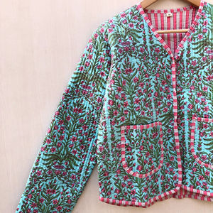 Veste matelassée pour femme style hippie, veste Kantha à motifs imprimés, manteau d'hiver, veste style bohème, veste en coton faite à la main, cadeau pour elle - Product Image 1