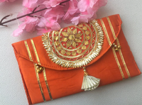 Dompet buatan tangan India ramah lingkungan Gota Pati untuk kerja mewah desain amplop pernikahan dompet hadiah buatan tangan dompet pernikahan amplop