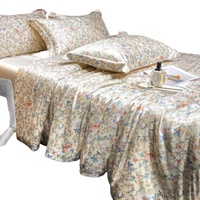 Parure de lit de luxe 4 saisons en satin de soie imprimé 100 %, drap-housse et housse de couette, écologique et réutilisable, 4 pièces – Vente chaude