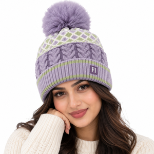 Gorros de Punto Trenzado con Pompón al por Mayor, Gorro de Invierno con Puño Acanalado y Patrón Jacquard Personalizado, Gorra de Moda Suave y Cálida Unisex, Proveedor de EE. UU. - Product Image 2