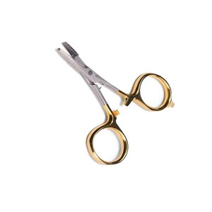 Pinzas de Pesca con Mosca Estándar, con Anillas Doradas, de Mandíbula Curva, Tipo Tijera, de Acero Inoxidable, Hemostáticas, para Atado Manual y Corte, Hosanna Quirúrgicas - Product Image 6