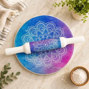 Nuevo Juego de Chakla Belan de Falah International, Hecho a Mano en Madera y Metal con Acabado de Mármol, Premium, Duradero y Ecológico - Product Image 1