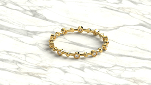Anillo de Diamantes Redondos con Bisel Acordonado de Oro de 18K, Anillo de Eternidad Completo, Anillo Apilable Texturizado, Joyería Fina para Mujer - Product Image 3