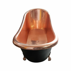 Bañera de cobre puro antigua, bañera independiente vintage con patas, bañera de lujo de cobre martillado para hotel, resort o villa. - Product Image 6