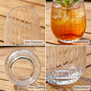 [Holar] Verres à vin sans pied en plastique transparent de 14 oz, design rayé unique, fabriqués à Taïwan, pour événements et cadeaux d'affaires - Product Image 4