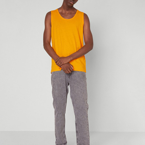 Camiseta sin Mangas de Punto con Cuello Redondo Amarillo para Hombre, de Primera Calidad, Color Sólido, Estilo Casual, Producción Harry Johnson - Product Image 5