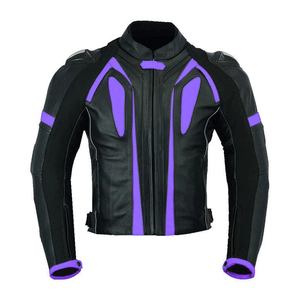 Combinaison de course moto en cuir noir et bleu certifiée CE de qualité supérieure, 2 pièces, équipement de piste unisexe haut de gamme, protection par armure, hiver - Product Image 2