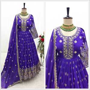Designer Pent-Decorated Party Wear Gown with Beautiful Dupatta for <b>Club</b> <b>Dress</b>-Up - Product Image 3