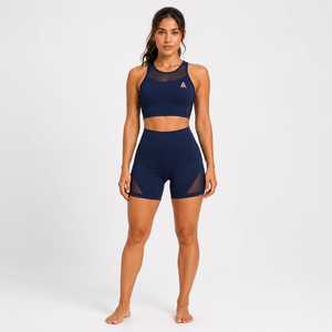 Conjunto de sujetador deportivo y pantalones cortos para mujer, personalizado por OEM, transpirable, elástico, para gimnasio, entrenamiento, ropa deportiva, fabricante mayorista - Product Image 1