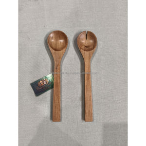 Ensemble cuillère et fourchette à salade en bois de manguier classique ForestGrain | Ustensiles luxueux en bois foncé pour salle à manger et service de table de qualité supérieure - Product Image 6