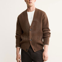 Suéter Cárdigan de Hombre de Alta Densidad, 100% Algodón, Tejido Transpirable, Cálido para Invierno, Personalizable, de Alta Calidad, Manga Larga, Color Sólido