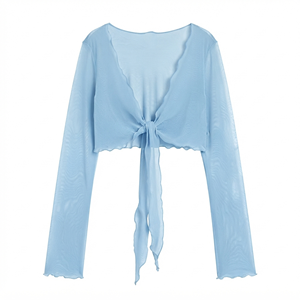 Long Sleeve Crop Top <b>Women</b> Slash Neck Lace Up Sweet Style Spring Summer Daily Wear Loose Fit Solid Color - Product Image 4