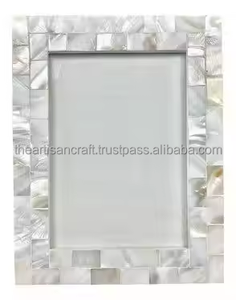 High Quality Handmade Mother of <b>Pearl</b> <b>Photo</b> <b>Frame</b> Resin Crafts with Wood Board Support - Product Image 2