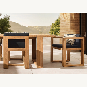 Table rectangulaire en teck de bonne qualité, au style moderne et épuré, idéale pour les restaurants, durable. - Product Image 5