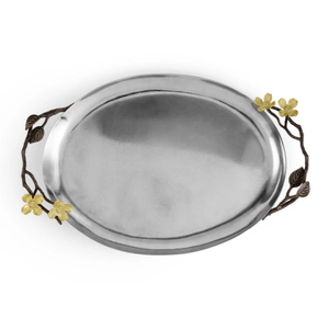 Bandeja de Servir Ovalada Decorativa Ecológica Premium con Asas de Hoja de Oro de Acero Inoxidable para Uso en Hogar, Hotel, Restaurante y Bodas - Product Image 2