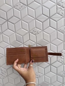 Genuine Leather Men's <b>Wallet</b> <b>RFID</b> Protection Snap Closure Nylon Lining Daily Use Short Size Fashion Brown Cash Credit Card - Product Image 4