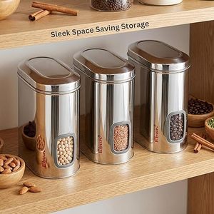 Stainless Steel Food Storage <b>Containers</b> Rectangular Airtight Minimalist Design Heavy Gauge Metal Kitchen Bin - Product Image 6
