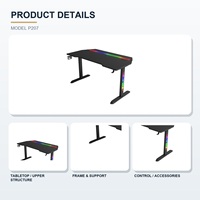 Bureau d'ordinateur de jeu moderne RGB avec éclairage arrière et des pieds lumineux en bois pour l'e-sport, le bureau à domicile, l'école, la villa, les projets commerciaux