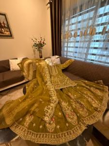 Collection de mariage Ssumaira : Robe de mariée lourde avec potli pour le Mehndi - Product Image 3