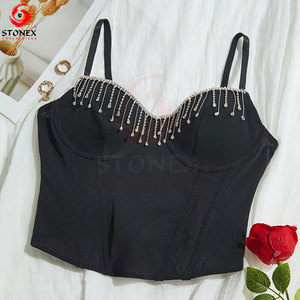 Soutien-gorge de sport à maintien élevé pour femme, bretelles réglables, respirant, en polyester, haut de fitness noir uni, services OEM - Product Image 1