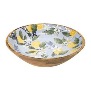Tazón de ensalada hecho a mano de madera de mango con diseño de hojas tropicales, estilo bohemio, para decoración del hogar. - Product Image 3
