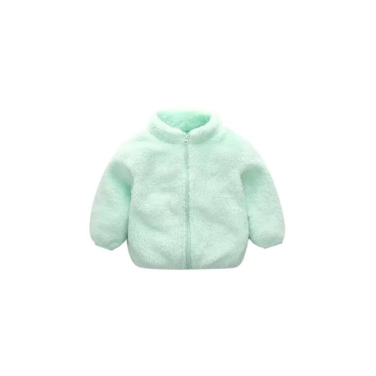 Acessível Outono Inverno Bebê Unisex Cor Sólida Jersey Long Sleeve Zipper Jacket OEM Custom lavagens Crianças Meninas Criança Jaquetas