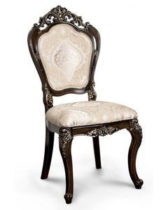 Silla de Comedor Tapizada Estilo Victoriano con Patas de Madera, Asiento de Tela, Estilo Antiguo para Hogar, Hoteles, Restaurantes y Bares - Product Image 1