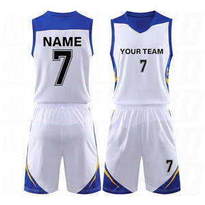 Uniforme de Baloncesto con Logotipo Personalizado, Color Blanco y Azul, Precio de Fábrica, Último Modelo, Jersey y Pantalones Cortos de Secado Rápido, Buena Calidad, Impresión por Sublimación - Product Image 1