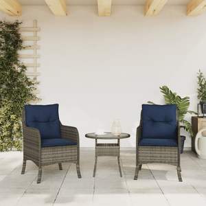 2 chaises de patio en rotin gris avec coussins - Product Image 3