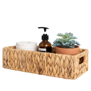 Panier de rangement durable en jacinthe d'eau pour réservoir de toilettes, organisateur rectangulaire en osier tressé à la main pour serviettes et articles de toilette - Product Image 6