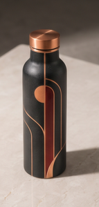 Botella de Agua de Cobre Esmaltada Artesanal con Diseño de Arco Negro de Lujo, Frasco Ayurvédico para Fitness, Contenedor Ecológico para Bebidas - Product Image 4