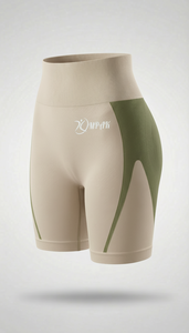 กางเกงขาสั้นออกกำลังกายสำหรับผู้หญิง สไตล์สตรีทแวร์ ฟิตเนส ยิม ไบค์เกอร์ ยกน้ำหนัก ทรงสครันช์ ยกกระชับสะโพก ผ้าไร้ตะเข็บ ระบายอากาศ แห้งเร็ว - Product Image 4