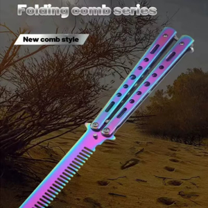 Peigne à cheveux professionnel en acier inoxydable 1 pièce, peigne papillon pliable de haute qualité, brosses à barbe et moustache pour salon - Product Image 5