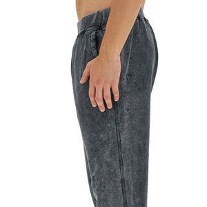 Pantalon de jogging unisexe délavé coupe droite streetwear taille élastique léger 100 % coton pour homme - Product Image 5