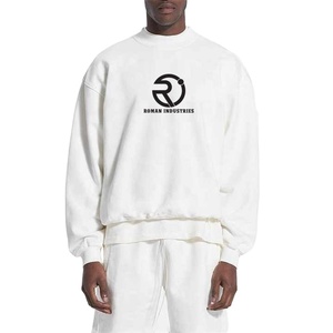 Sweat-shirt à col rond 100% coton pour homme, poids lourd, avec logo personnalisé et col montant, pour la saison d'automne - Product Image 2