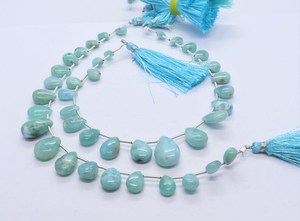 Perles de Larimar naturelles lisses en forme de poire 6x8-11x16 mm, perles de pierres précieuses Larimar, 9 pouces, perles de Larimar lisses en forme de poire pour bijoux - Product Image 5