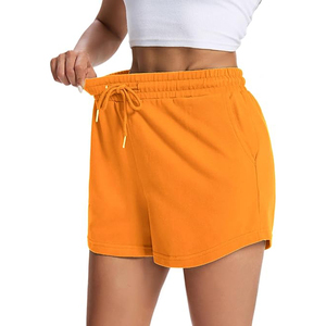 Shorts déchirés à ourlet brut pour femme, en molleton délavé à l'acide, taille haute, poches latérales, cordon de serrage, taille élastique, coupe décontractée, tenue décontractée - Product Image 3