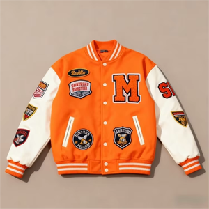 Chaqueta Varsity de Invierno con Cuello Alto y Bordado de Logotipo de Calidad, Chaqueta de Béisbol con Letras, para Hombre, de Lana, con Parches, Talla Grande - Product Image 3