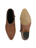 Bottines à fermeture éclair en cuir véritable marron style western pour femme, automne été, élégantes et durables