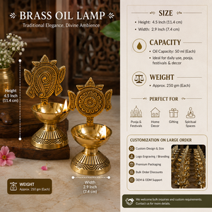 Brass Traditional Kerala Nilavilakku <b>Oil</b> <b>Lamp</b> Set Handmade Pooja Deepam Decorative Diya Temple <b>Lamp</b> Festival Home Decor Gift - Product Image 2